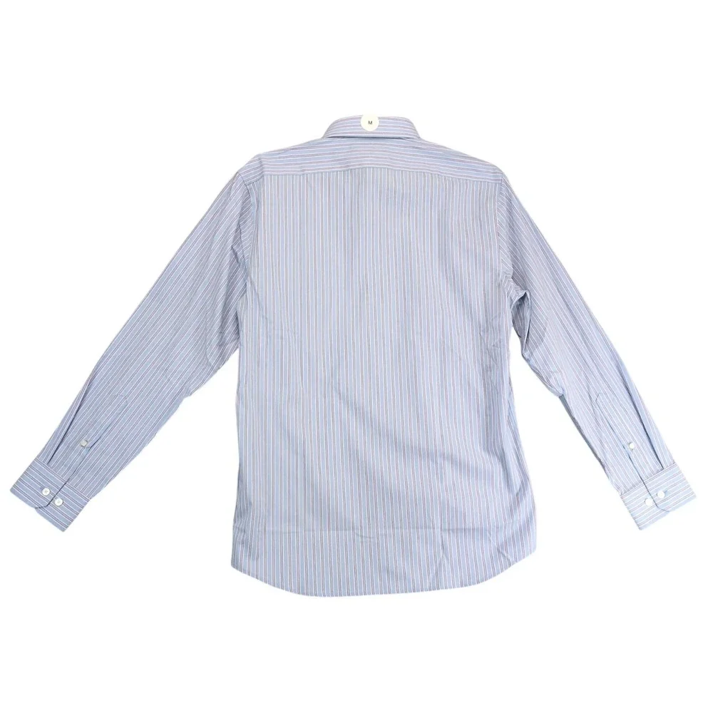 NWT Banana Republic Dress Shirt Mens M Blue Striped Slim‎ Fit Wrinkle Resistant